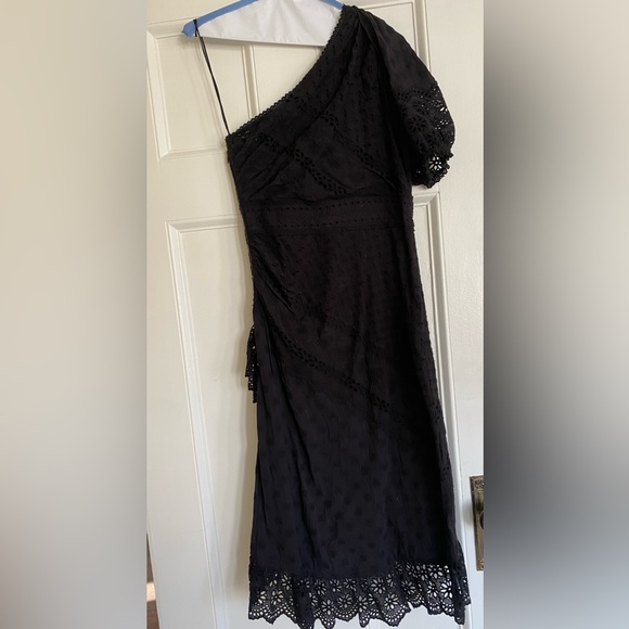 Ulla Johnson One-Shoulder Black Eyelet Lace Dress - Size 2 - Picture 10 of 16